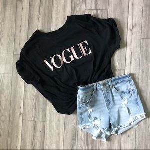 VOGUE Rose Gold Graphic Shirt Black NEW